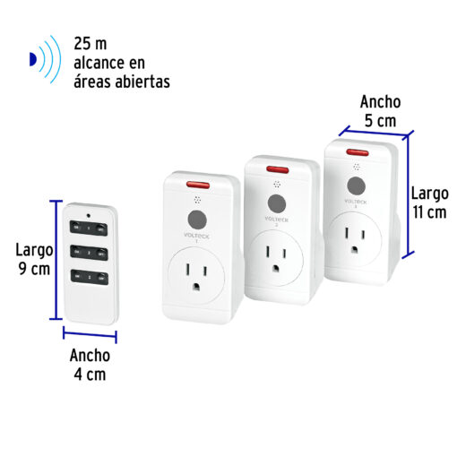 Juego de 3 Contactos con control remoto, Volteck - Image 3